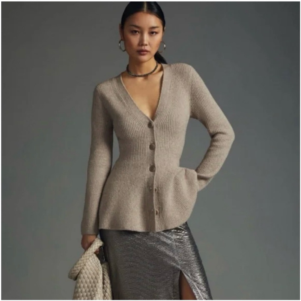 Maeve Cream hourglass Button-Up Cardigan